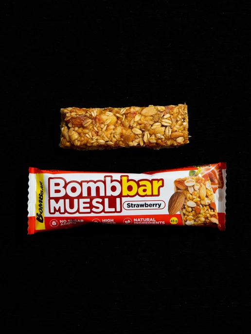 BombBar Батончики мюсли без сахара мультизлаковые Клубника, 30 шт, 30 шт, фото 5