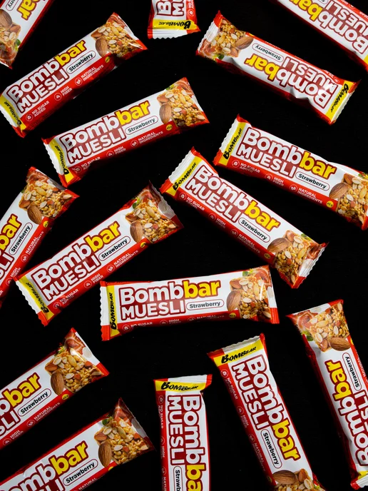 BombBar Батончики мюсли без сахара мультизлаковые Клубника, 30 шт, 30 шт, фото 7
