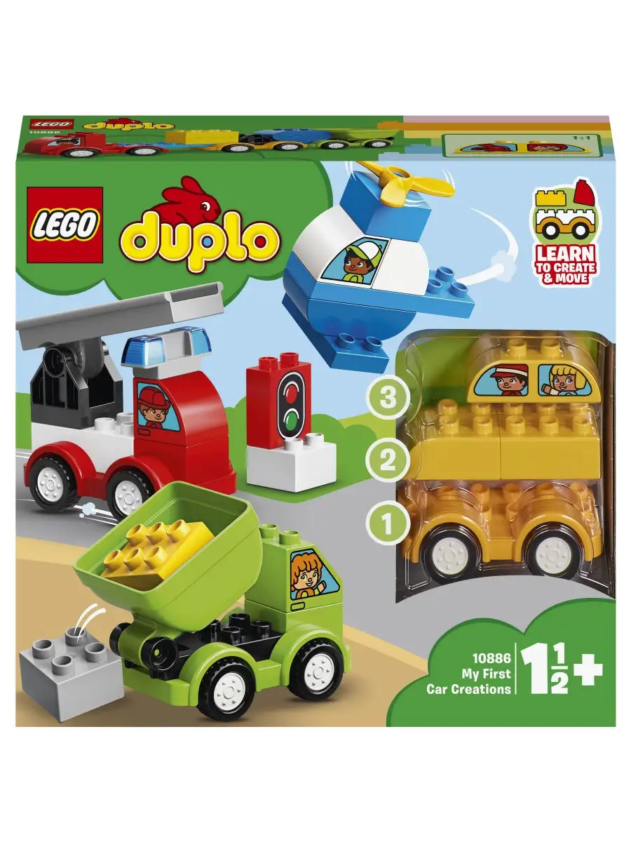 Конструктор LEGO DUPLO Creative Play 10886 Мои первые машинки / для детей,  веселая LEGO 6938581 купить в интернет-магазине Wildberries