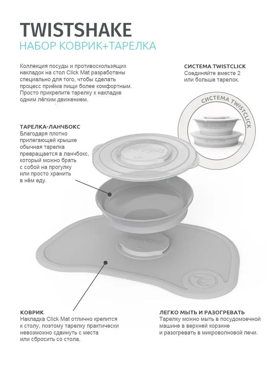 Коврик с тарелкой для кормления/ для стола / для малышей Twistshake 6949377  купить за 2 494 ₽ в интернет-магазине Wildberries