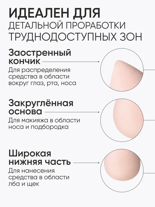 Limoni Спонж для макияжа тонального крема и пудры, бьюти блендер, бежевый, фото 6