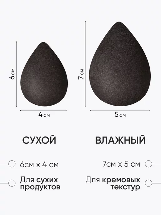 Limoni Спонжик для макияжа тона и пудры, бьюти блендер, черный, фото 4