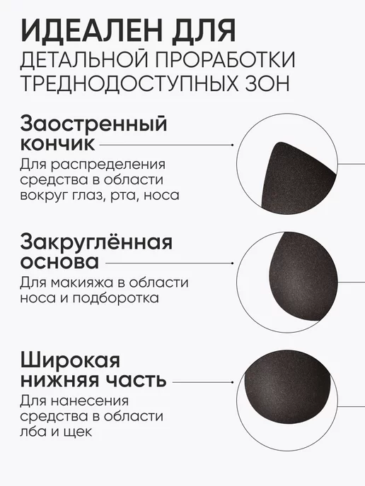Limoni Спонжик для макияжа тона и пудры, бьюти блендер, черный, фото 7
