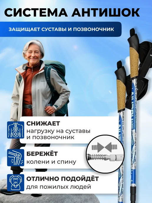 VINSON PRO Скандинавские палки для ходьбы, голубой, фото 5