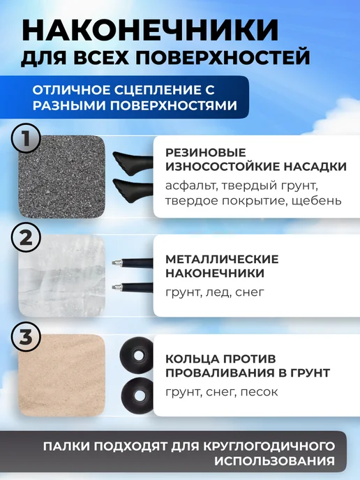 VINSON PRO Скандинавские палки для ходьбы, голубой, фото 8