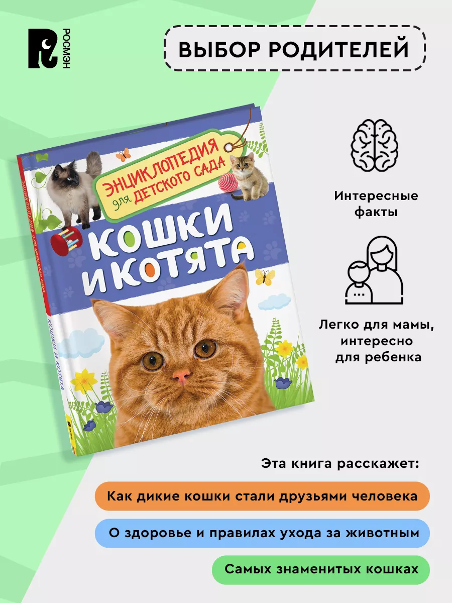 Кошки и котята. Энциклопедия для детского сада для детей 4+ РОСМЭН 7134948  купить в интернет-магазине Wildberries