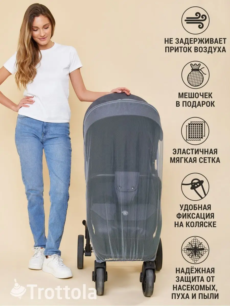 Москитная сетка на прогулочную коляску Trottola 7140125 купить за 459 ₽ в  интернет-магазине Wildberries