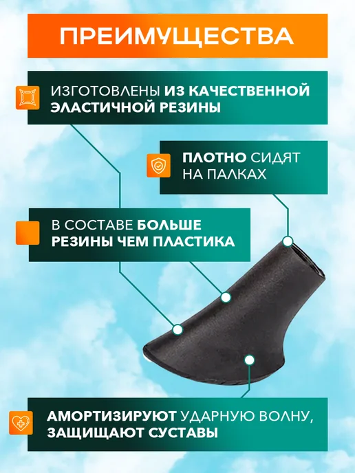 Finpole PAD Наконечники для скандинавских палок, особо прочные, черный, фото 2
