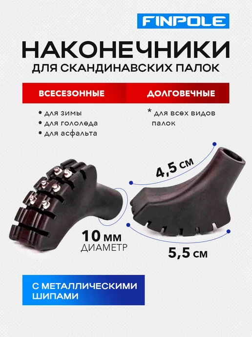 Finpole Наконечники с шипами для скандинавских палок MET, черный
