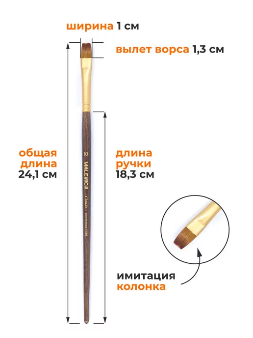Малевичъ Кисть из синтетики набор из 4шт, 4 шт, фото 2