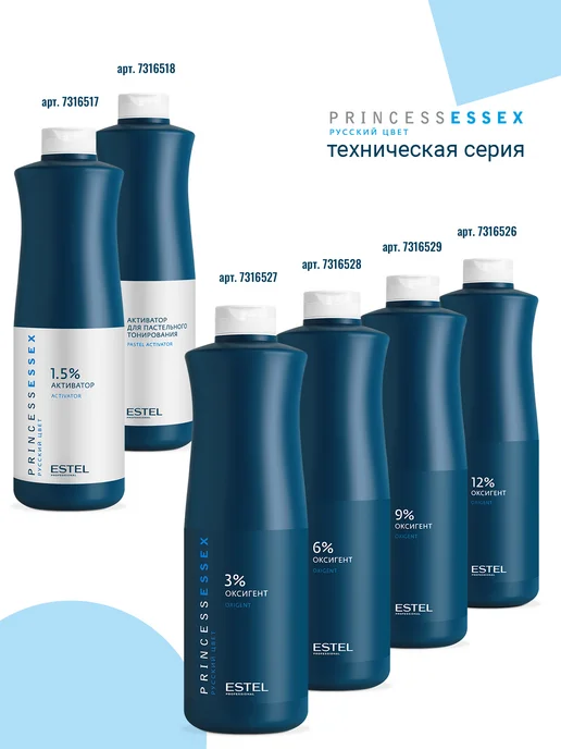ESTEL Окислитель PRINCESS ESSEX оксид 6%, 1000 мл, 1000 мл, фото 5
