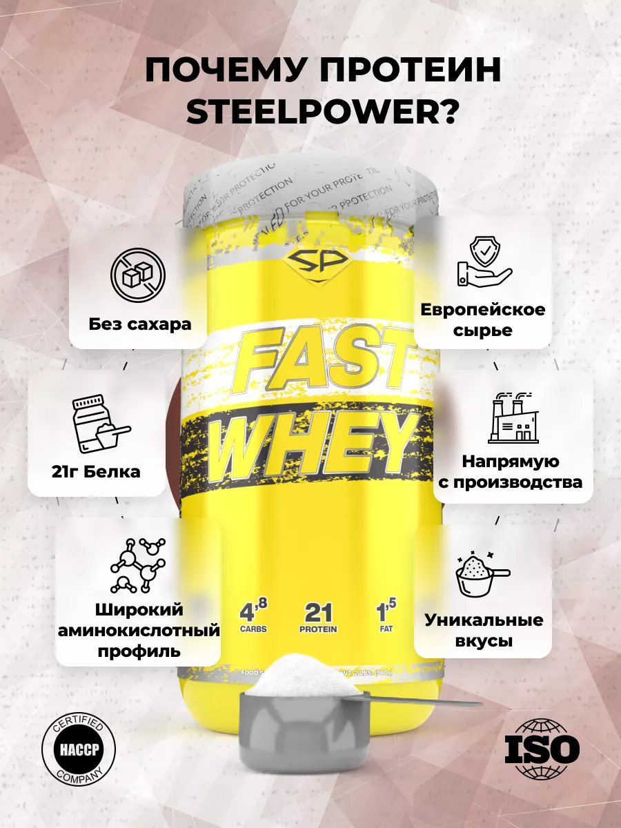 Протеин сывороточный для похудения и массы Fast Whey Protein STEELPOWER  7339569 купить за 2 206 ₽ в интернет-магазине Wildberries