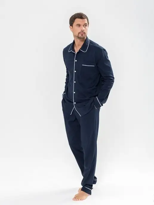 I homewear Пижама классическая со штанами с длинным рукавом, синий, фото 5