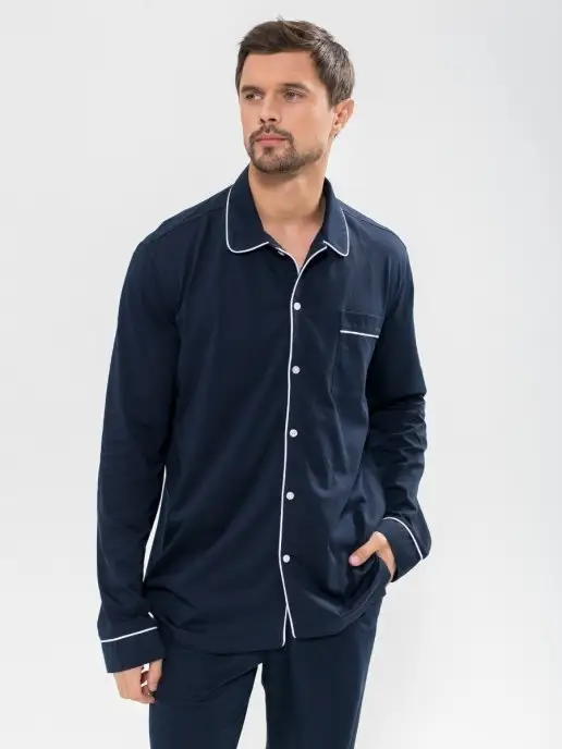I homewear Пижама классическая со штанами с длинным рукавом, синий, фото 8