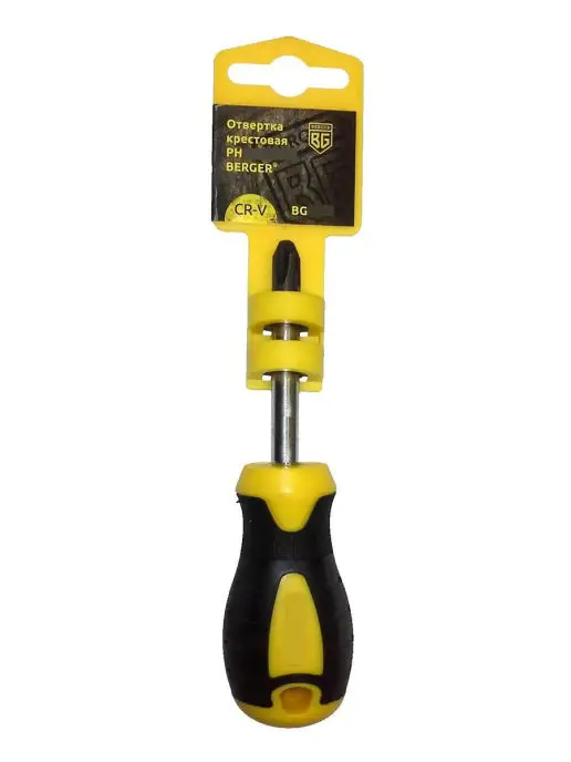 BERGER Отвертка крестовая PH2x38mm, черный