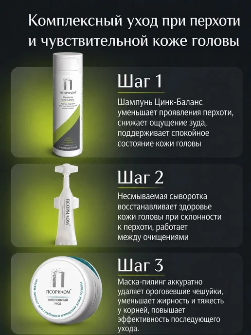 Псорилом Шампунь от перхоти лечебный с цинком для женщин и мужчин, вариант, фото 8