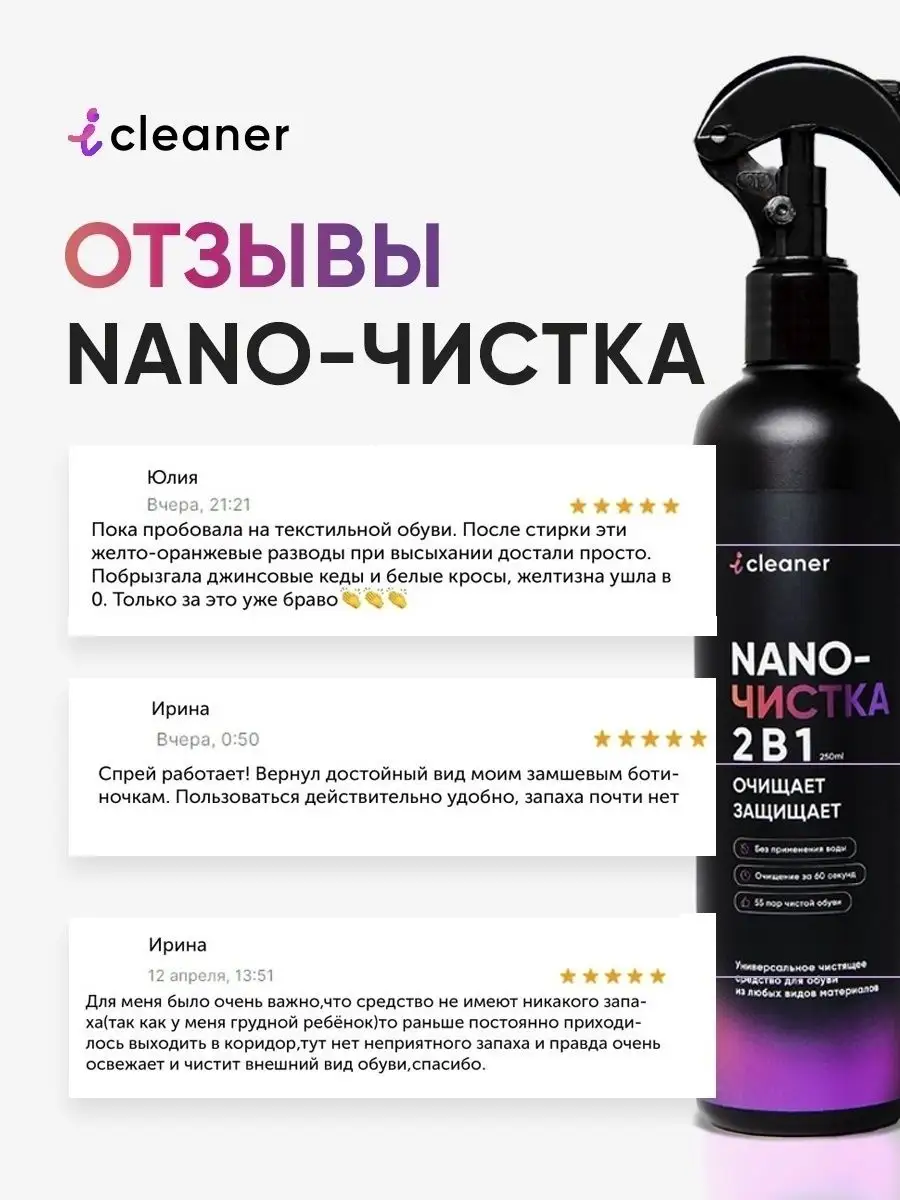 Очиститель обуви Nano-чистка для замши кожи нубука icleaner 7540709 купить  за 441 ₽ в интернет-магазине Wildberries