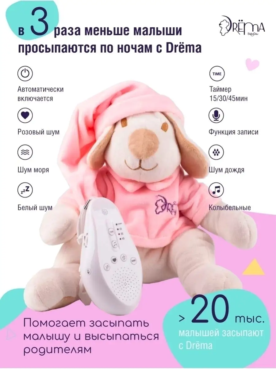 Игрушка с белым шумом для сна Щенок ДрЁма / DrЁma DrЁma BabyDou 7542404  купить в интернет-магазине Wildberries