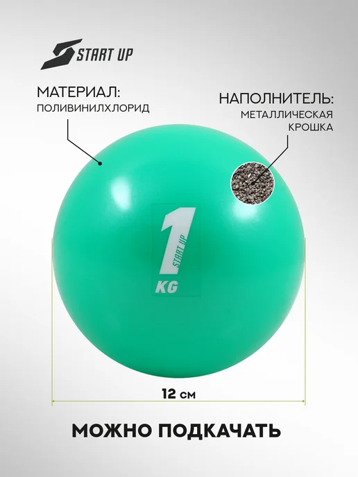 Start Up Медицинбол спортивный 1 кг Медбол мяч для фитнеса, 1 кг, фото 4