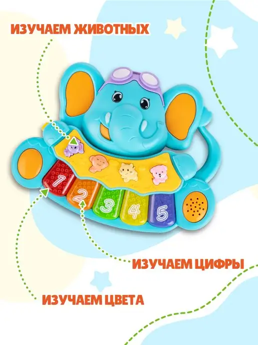 Fancy Baby Развивающая игрушка музыкальная интерактивная центр пианино, голубой, фото 5