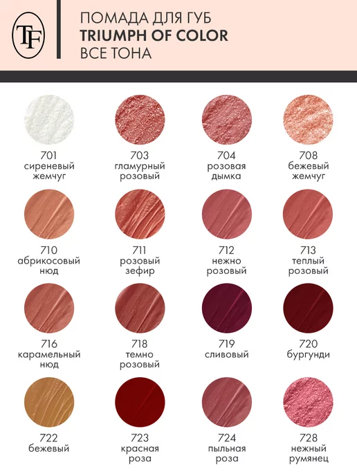 TF COSMETICS Помада для губ глянцевая TRIUMPH of Color тон 722, тон 724, розовый, фото 2