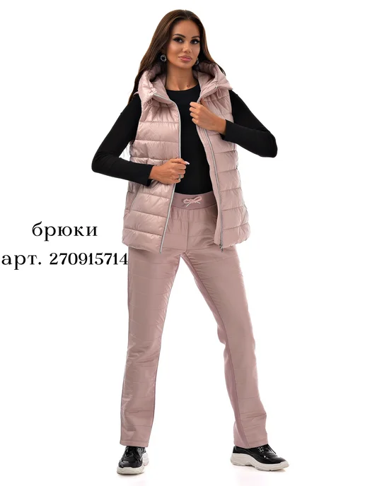А Б Коллекция Жилет утепленный с капюшоном, розовый, фото 2