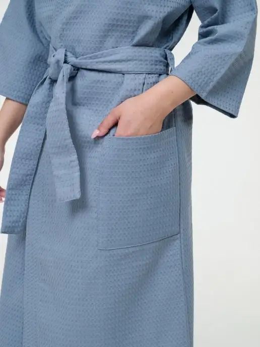 BIO-TEXTILES халат мужской банный вафельный, серый, фото 7