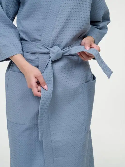 BIO-TEXTILES халат мужской банный вафельный, серый, фото 8