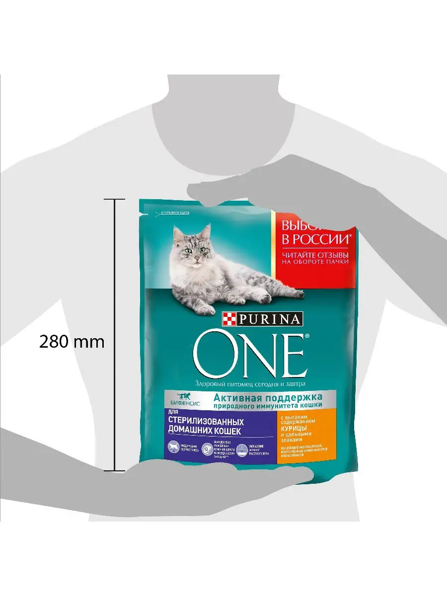 Сухой корм Purina ONE для стерилизованных кошек и кастрированных котов,  курица и цельные злаки, 750г PURINA ONE 7696960 купить в интернет-магазине  Wildberries