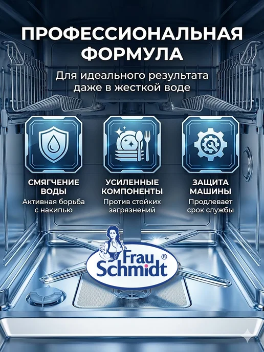 Frau Schmidt Таблетки для мытья посуды в посудомоечной машине 60 шт, 60 шт, фото 4