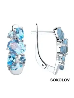 Серьги из серебра с топазами SOKOLOV 7715587 купить за 2 294 ₽ в интернет-магазине Wildberries