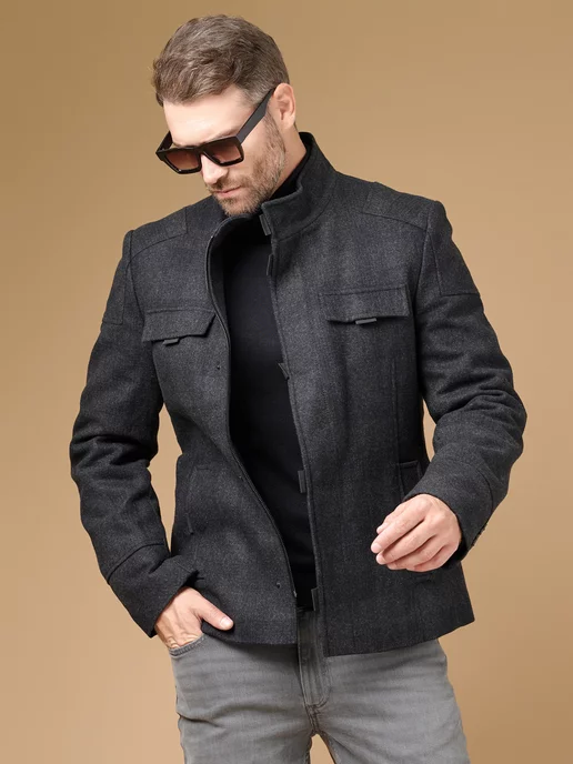 Полупальто зимнее из 100% шерсти в клетку модное ABSOLUTEX