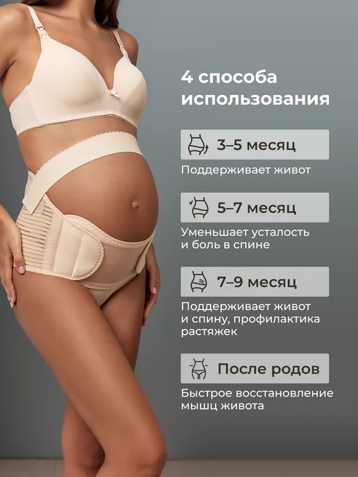 ФЭСТ Бандаж для беременных дородовой и послеродовой 4 в 1, бежевый, фото 2