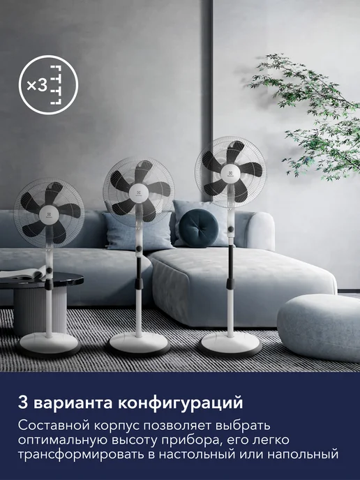 Electrolux Вентилятор напольный EFF-1003D, белый, фото 2