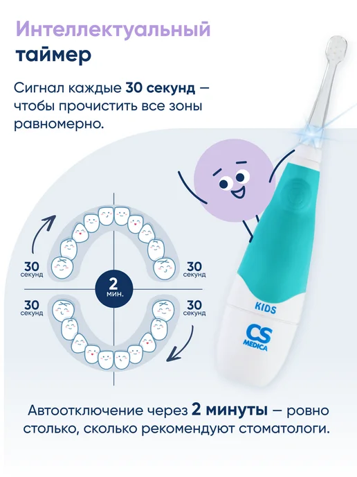 CS Medica Детская электрическая зубная щетка насадки 2 шт, 2 шт, фото 5