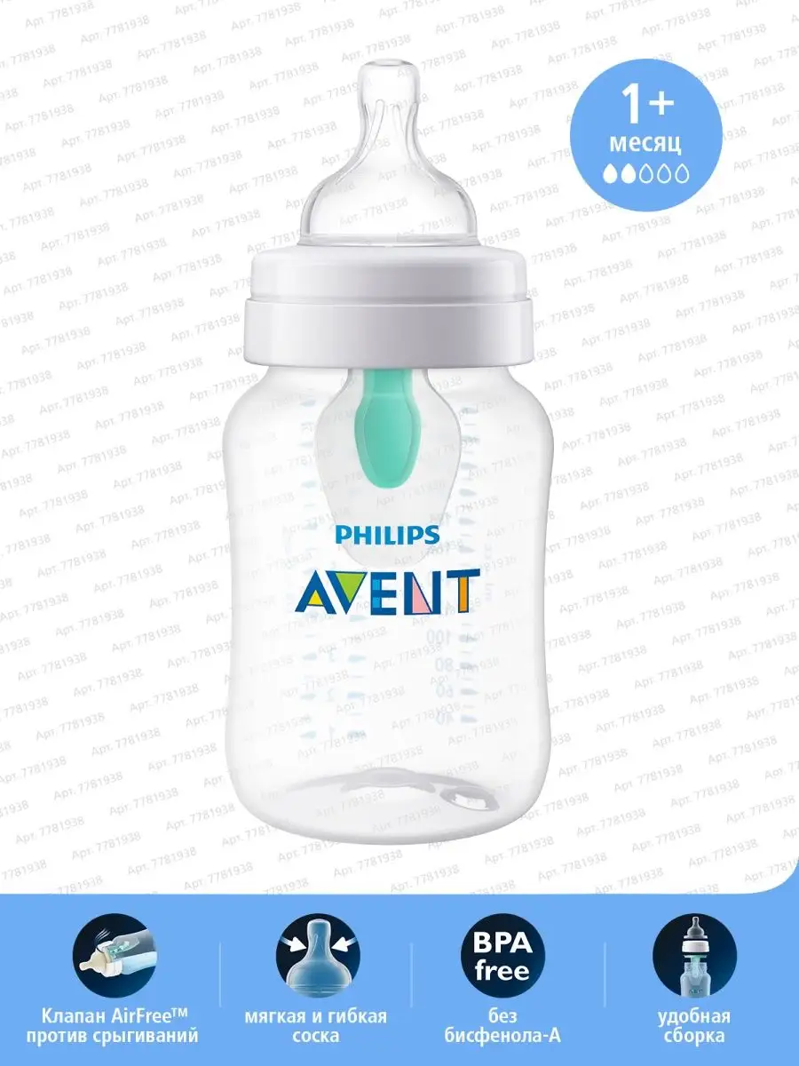 Бутылочка Anti-colic SCF813/14, 260 мл, 1мес+, антиколиковая Philips AVENT  7781938 купить за 1 055 ₽ в интернет-магазине Wildberries