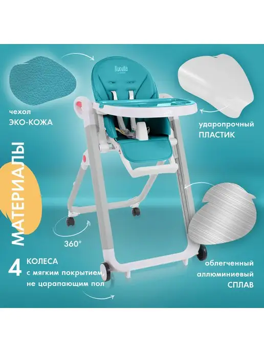 Nuovita Стульчик для кормления 2 в 1 Futuro Bianco, голубой, фото 4