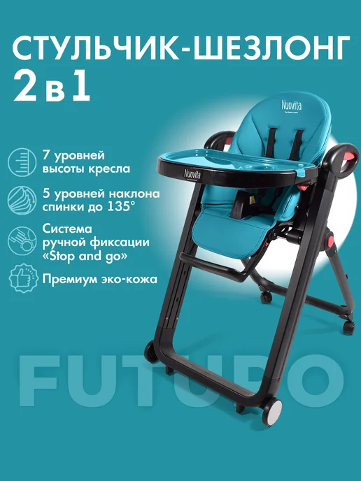 Nuovita Стульчик для кормления 2 в 1 Futuro Nero, голубой