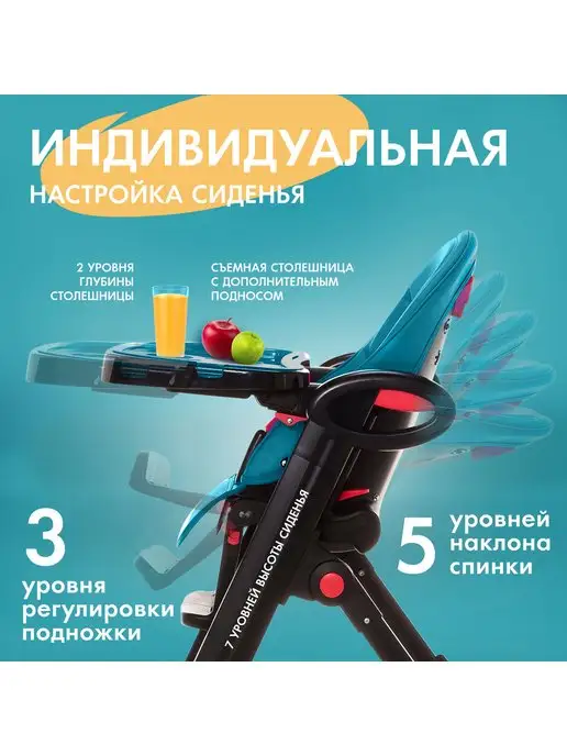 Nuovita Стульчик для кормления 2 в 1 Futuro Nero, голубой, фото 2