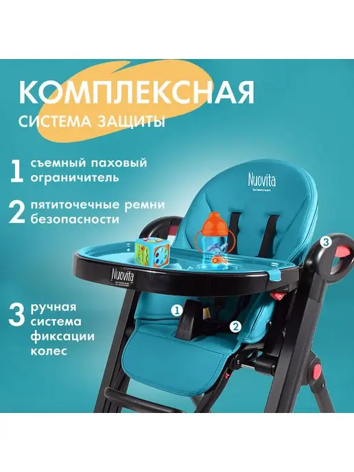 Nuovita Стульчик для кормления 2 в 1 Futuro Nero, голубой, фото 3
