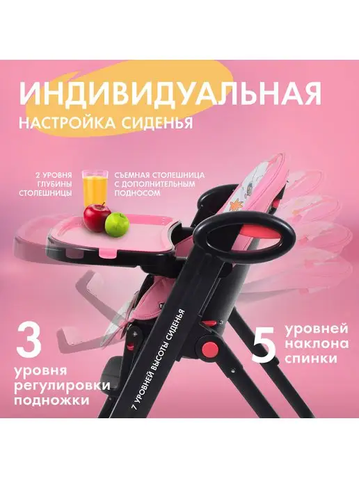 Nuovita Стульчик для кормления 2 в 1 Futuro Nero, розовый, фото 2