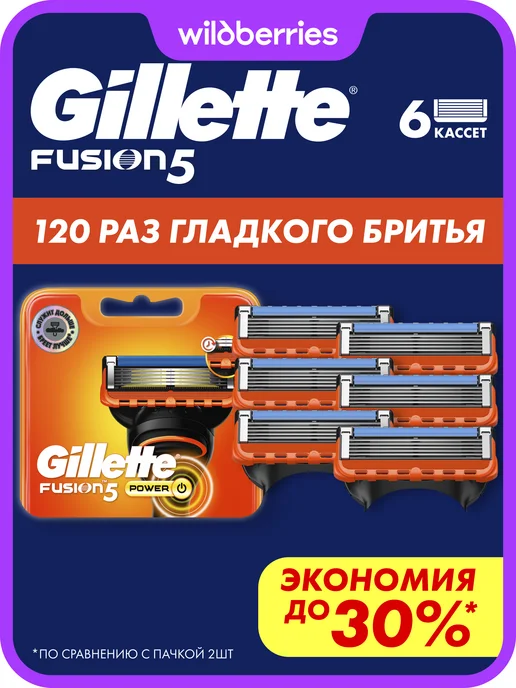 GILLETTE Кассеты для бритья мужские сменные 5 лезвий Fusion 5, 4 шт, 6 шт