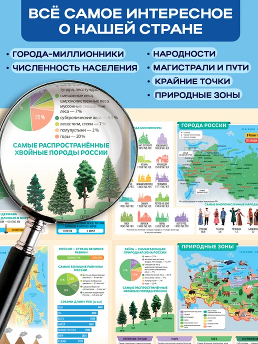 ГЕОДОМ Карта России для детей. Матовая ламинация. 58х38 см, 58x38 см, фото 2