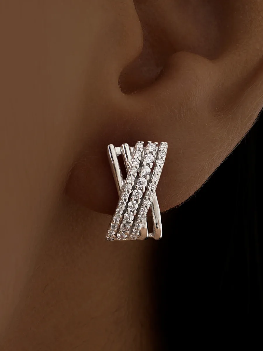 Серьги серебро 925 серебряные дорожки из камней