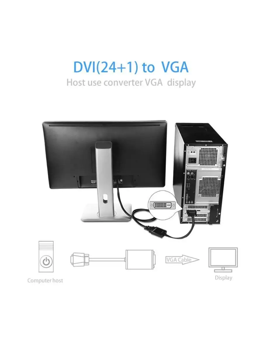 DVI-D VGA переходник дивиай вга 4K 30Hz однонаправленный Vcom 7856327  купить за 551 ₽ в интернет-магазине Wildberries