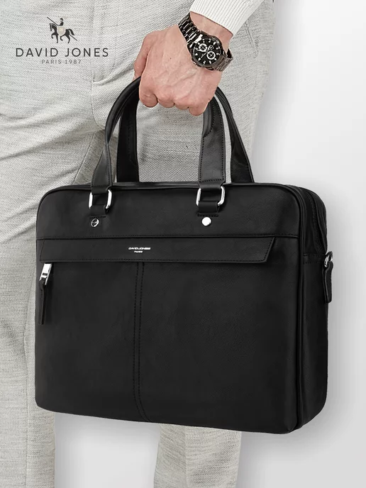 David Jones Портфель кожаный для документов а4, черный, фото 2