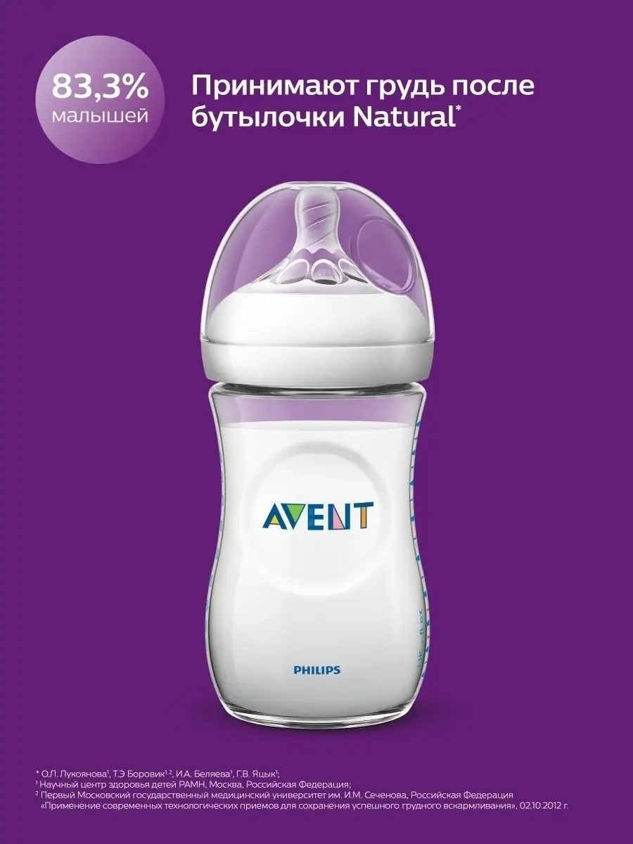 Бутылочка Natural SCF036/17, 330мл, 6мес.+, с клапаном Philips AVENT  7894242 купить в интернет-магазине Wildberries