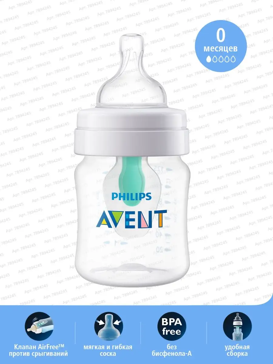 Бутылочка Anti-colic SCF810/14, 125 мл, 0мес+, антиколиковая Philips AVENT  7894245 купить в интернет-магазине Wildberries