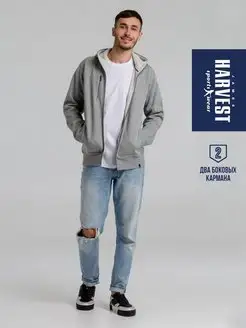 Худи зипка на молнии с капюшоном с начесом James Harvest Sportswear. Цвет серый. Вид 3.