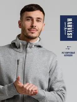Худи зипка на молнии с капюшоном с начесом James Harvest Sportswear. Цвет серый. Вид 4.